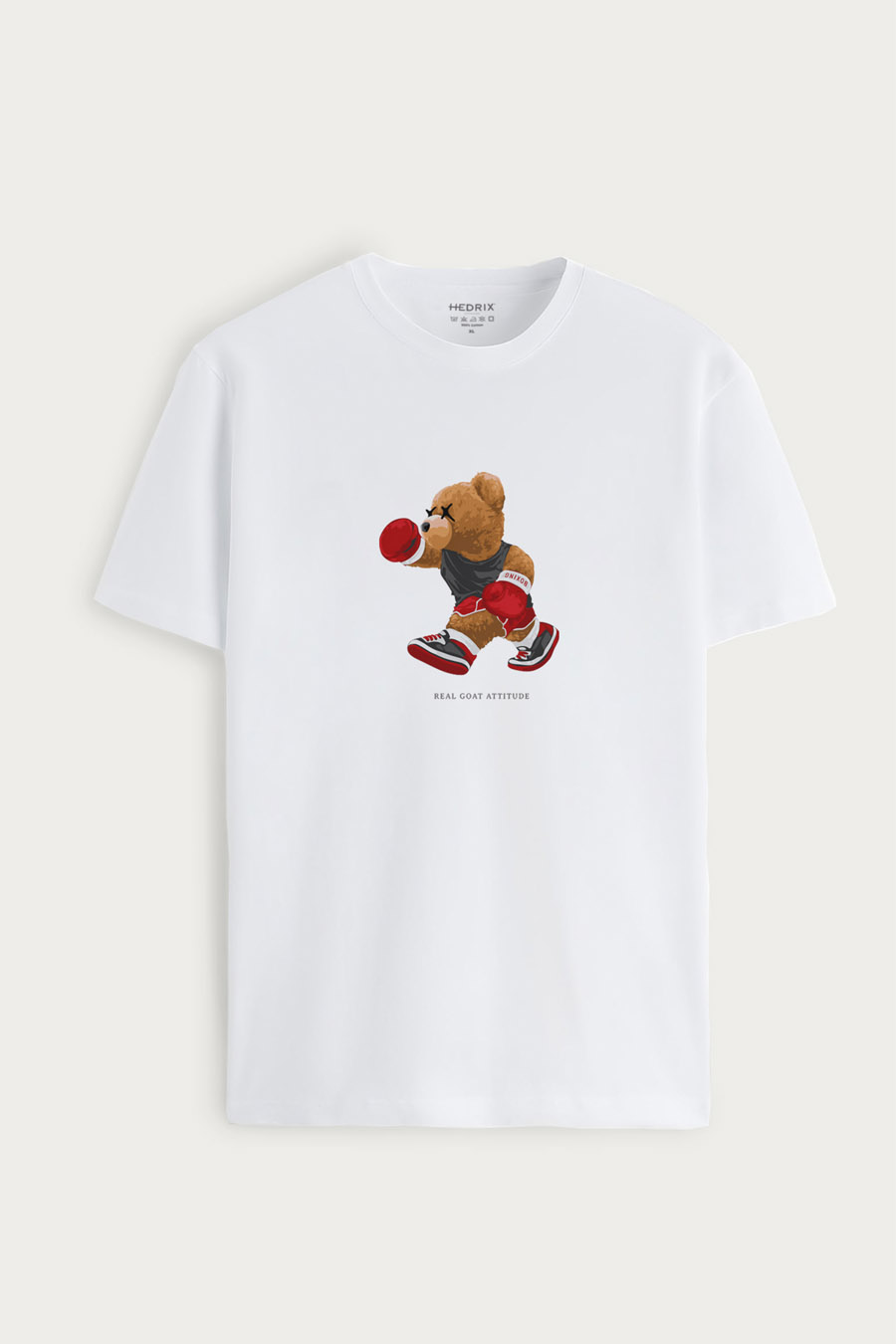 Tričko, Barva Bílá, s Potiskem Keep Punching Teddy