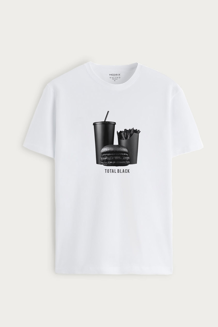 Tričko, Barva Bílá, s Potiskem Total Black Mood