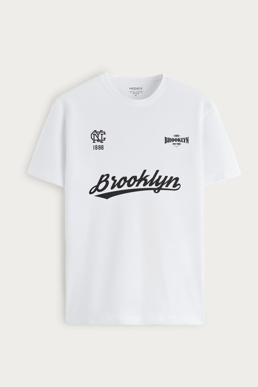 Tričko, Barva Bílá, s Potiskem Brooklyn 1986