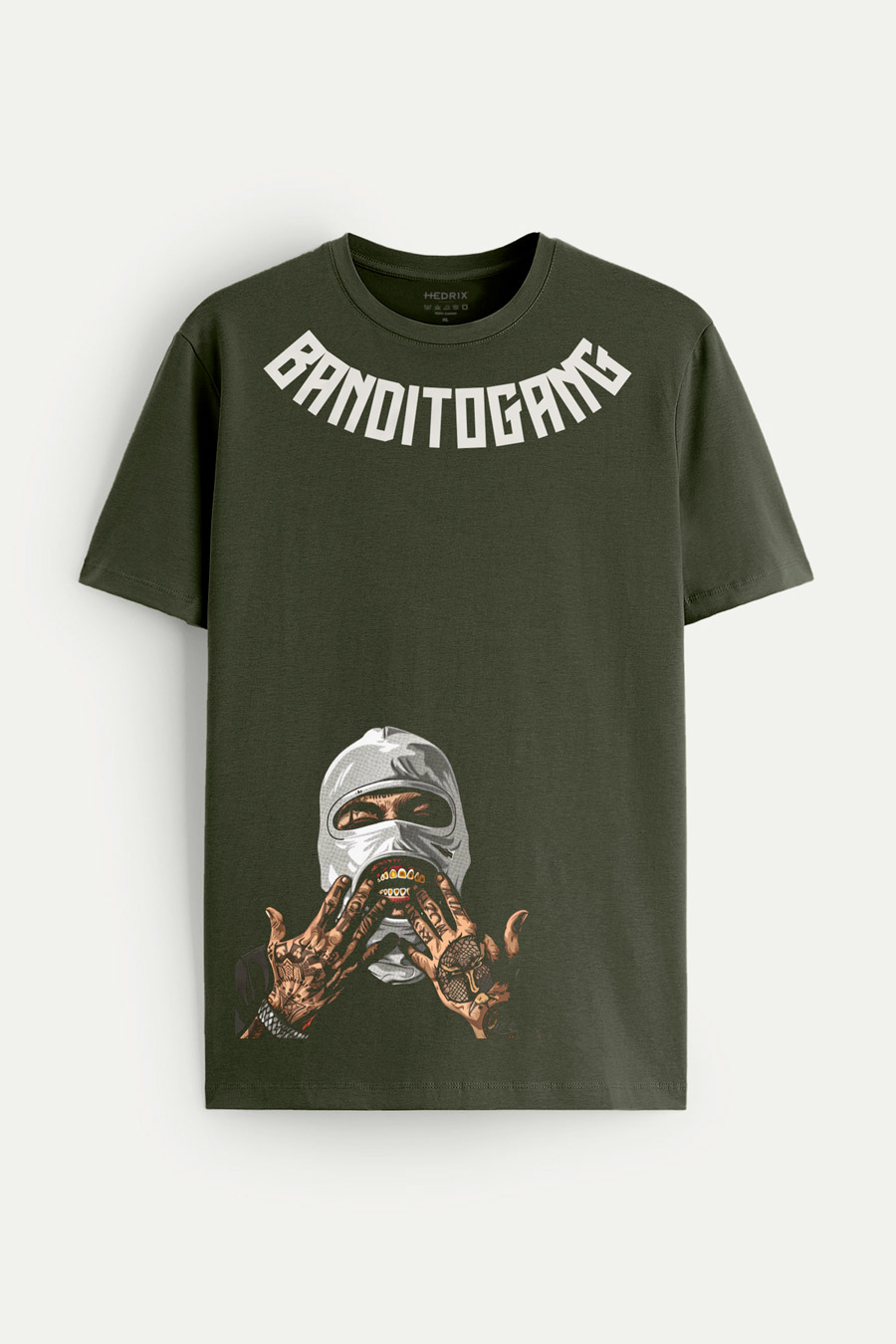 Levně Tričko, Barva Khaki, s Potiskem Bandito