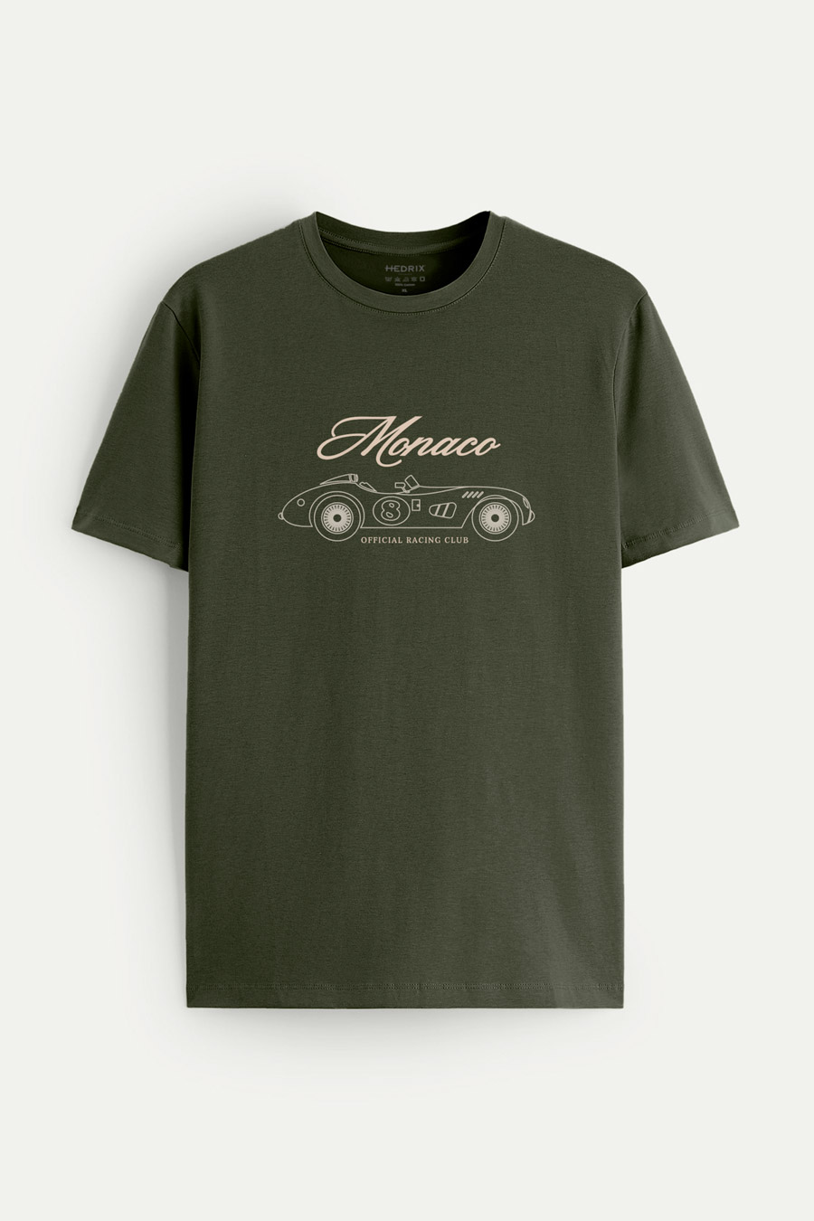 Levně Tričko, Barva Khaki, s Potiskem Monaco Racing Club