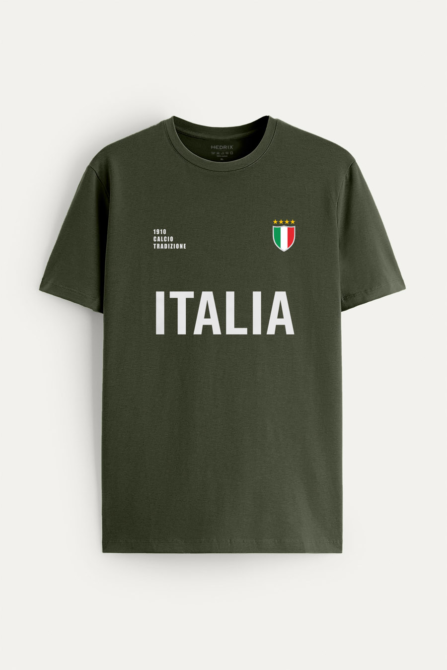 Tričko, Barva Khaki, s Potiskem Italia Bold