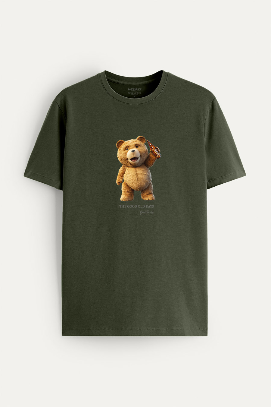 Tričko, Barva Khaki, s Potiskem Good Old Teddy