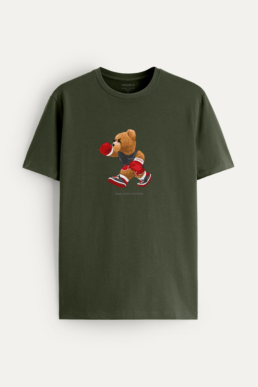 Tričko, Barva Khaki, s Potiskem Keep Punching Teddy
