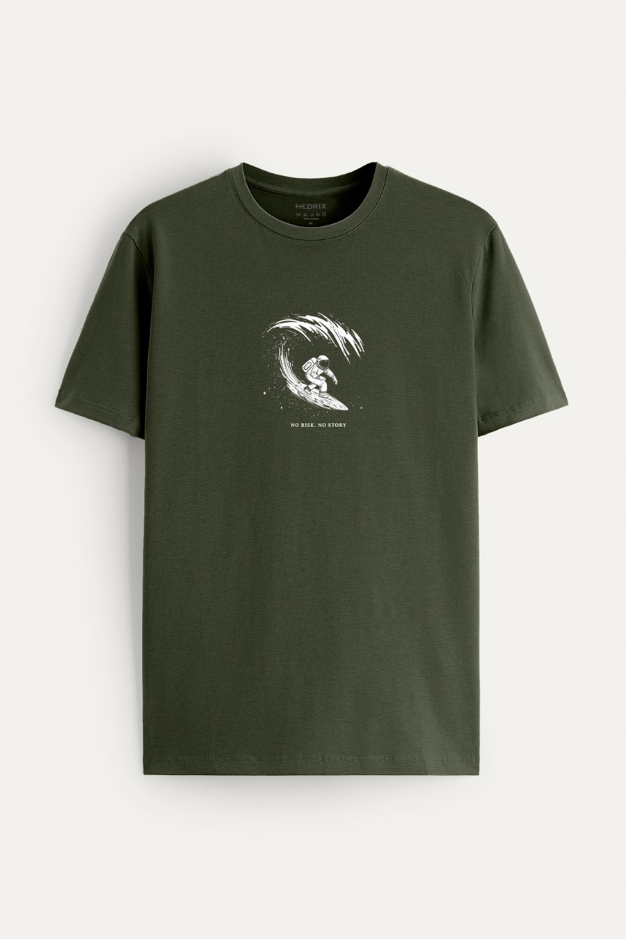 Tričko, Barva Khaki, s Potiskem Moon Surfer