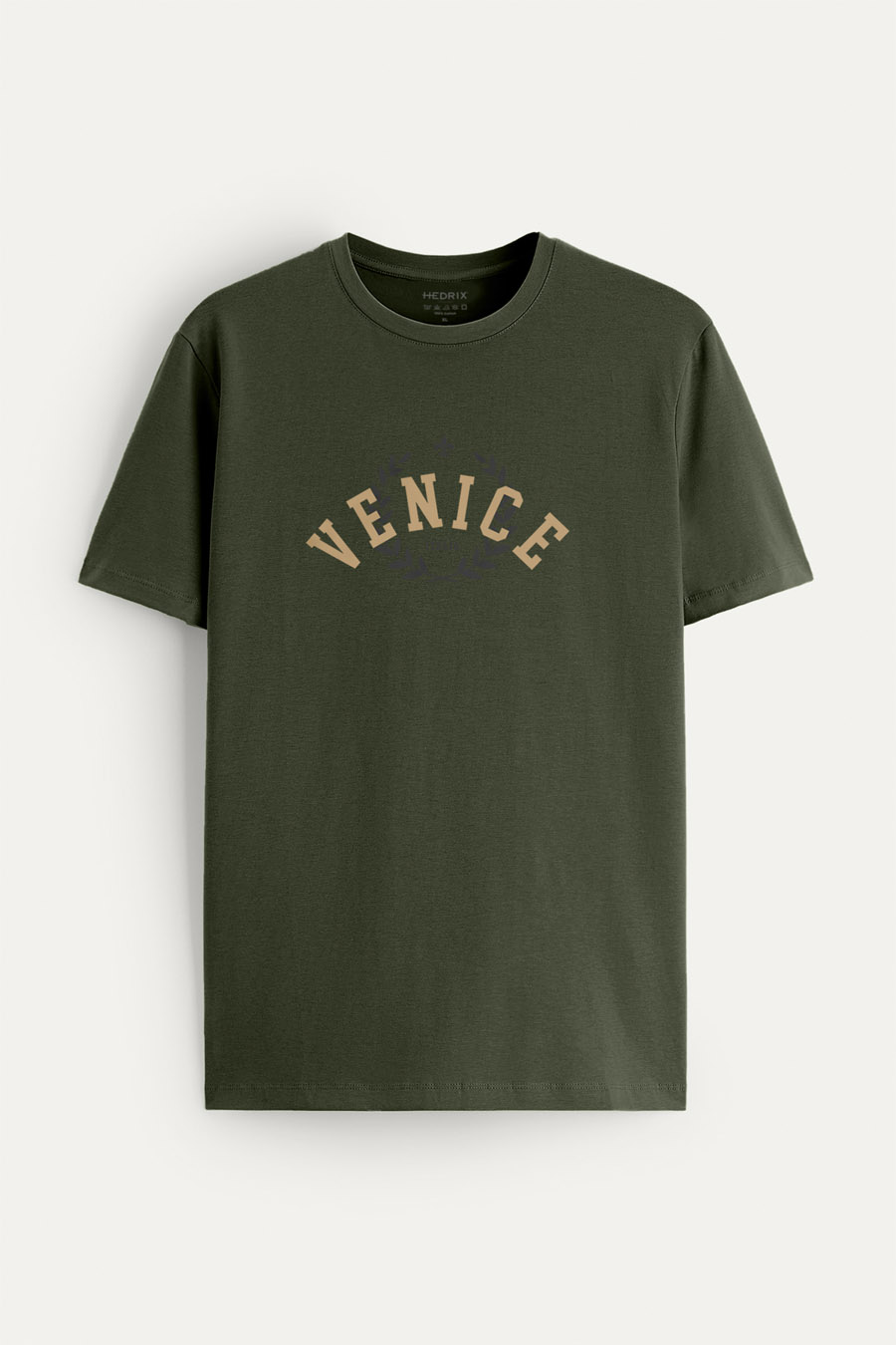 Tričko, Barva Khaki, s Potiskem Venice