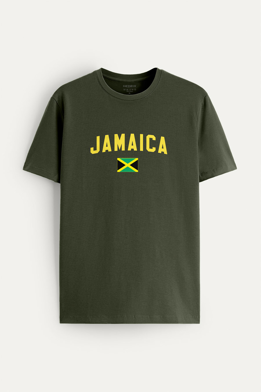 Tričko, Barva Khaki, s Potiskem Jamaica