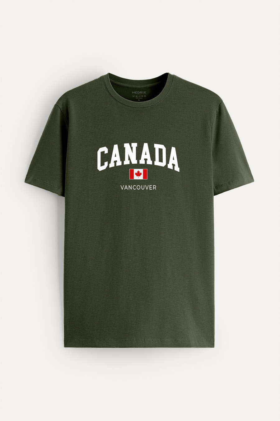 Levně Tričko, Barva Khaki, s Potiskem Canada Vancouver