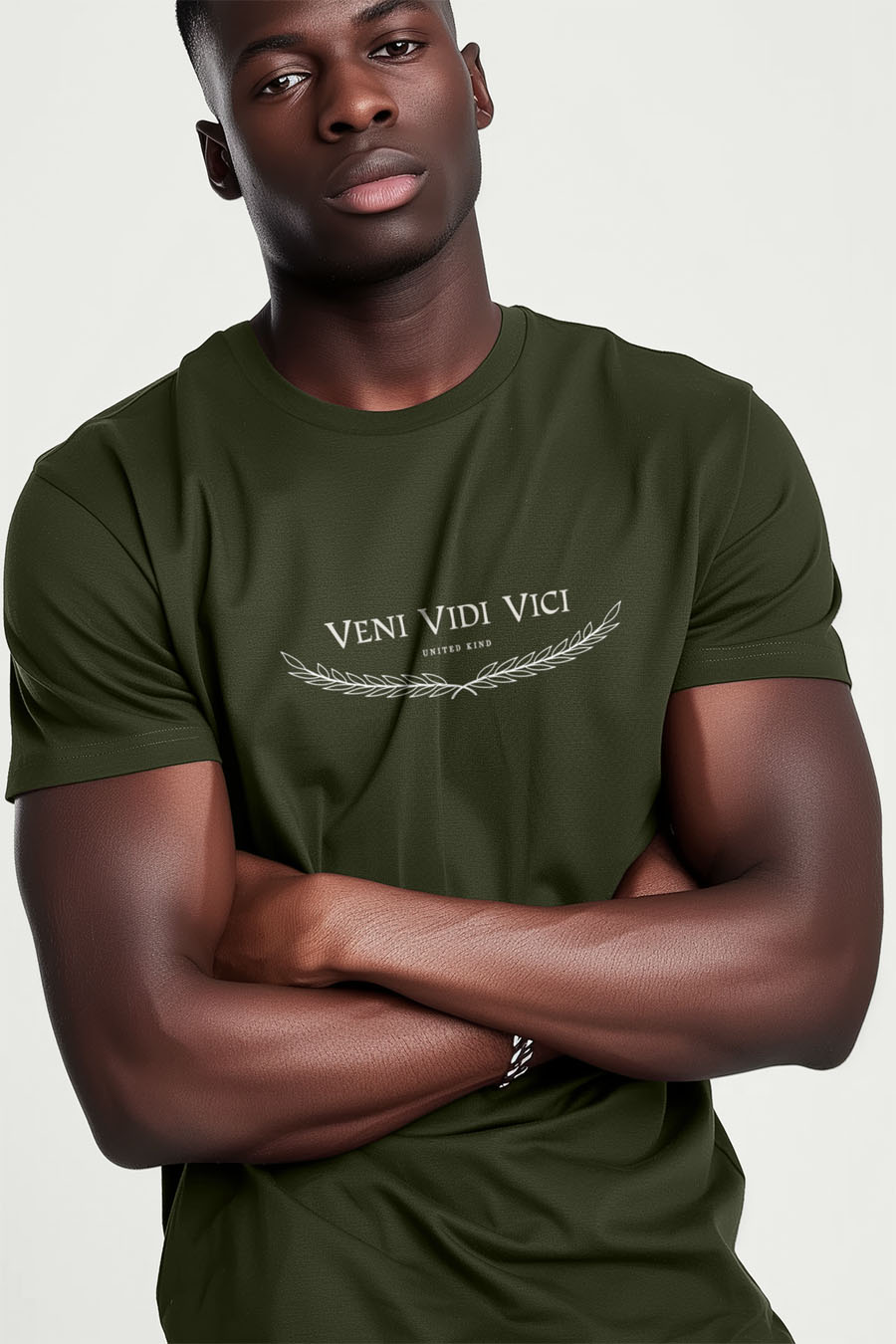 Levně Tričko, Barva Khaki, s Potiskem Veni Vidi Vici