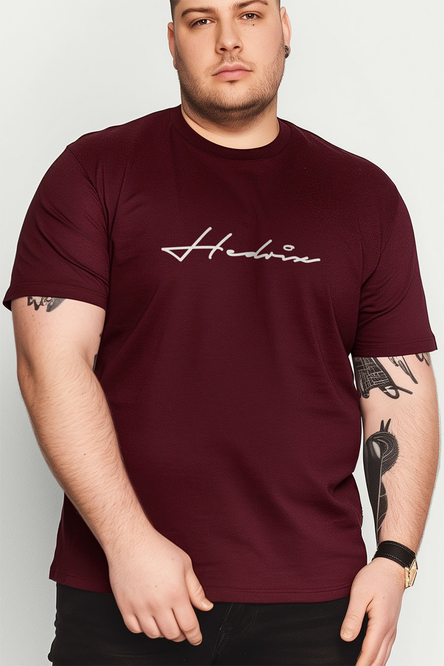 Tričko, Barva Bordó , s Potiskem Hedrix Calligraphy · záber 8
