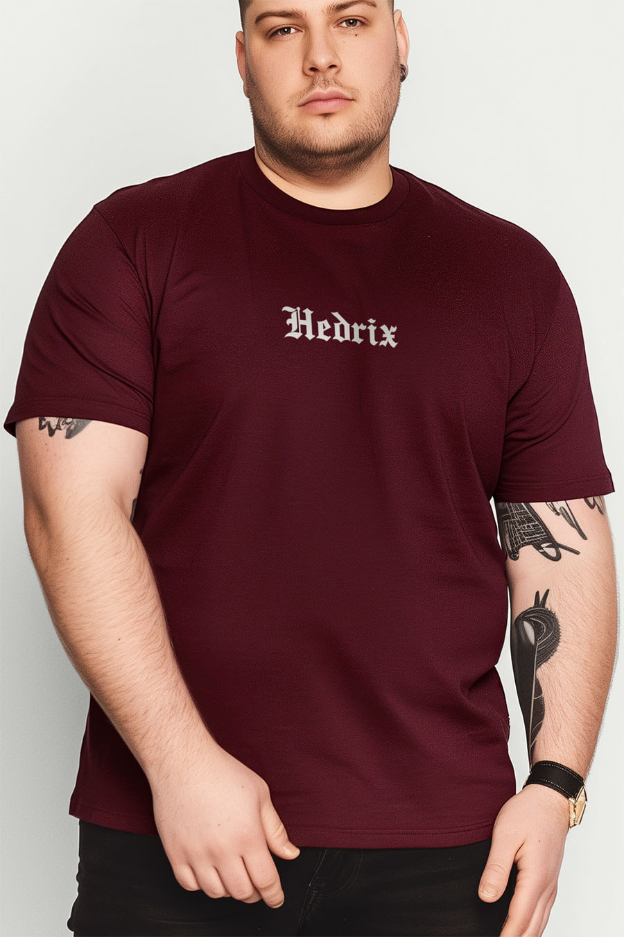 Tričko, Barva Bordó , s Potiskem Hedrix Retro · záber 8