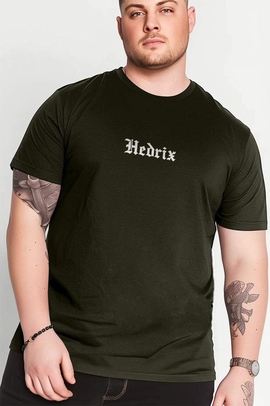 Tričko, Barva Khaki, s Potiskem Hedrix Retro · záber 7