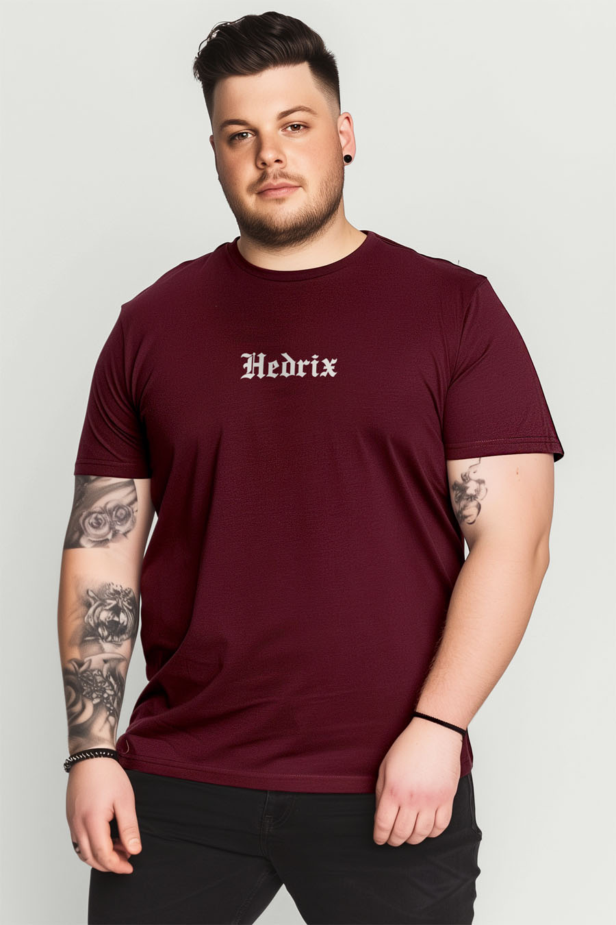 Tričko, Barva Bordó , s Potiskem Hedrix Retro · záber 6