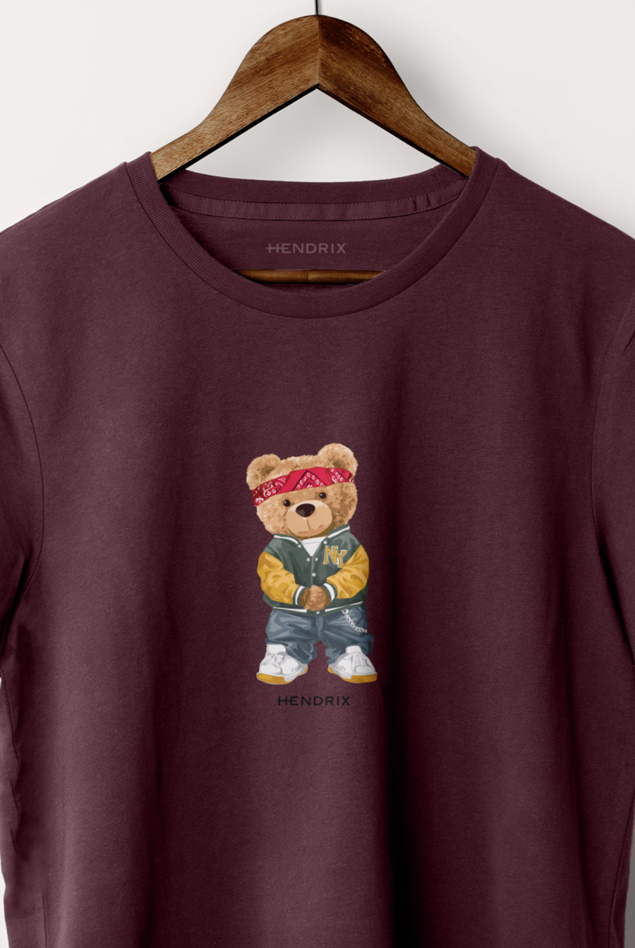 Levně Tričko, Barva Bordó, s Potiskem Hypebeast Teddy