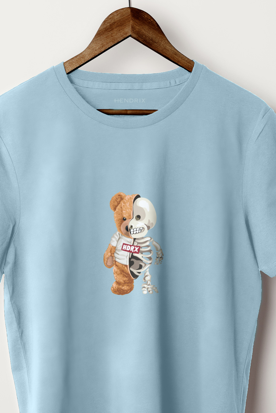 Levně Tričko, Barva Blankytně Modrá, s Potiskem Creepy Teddy