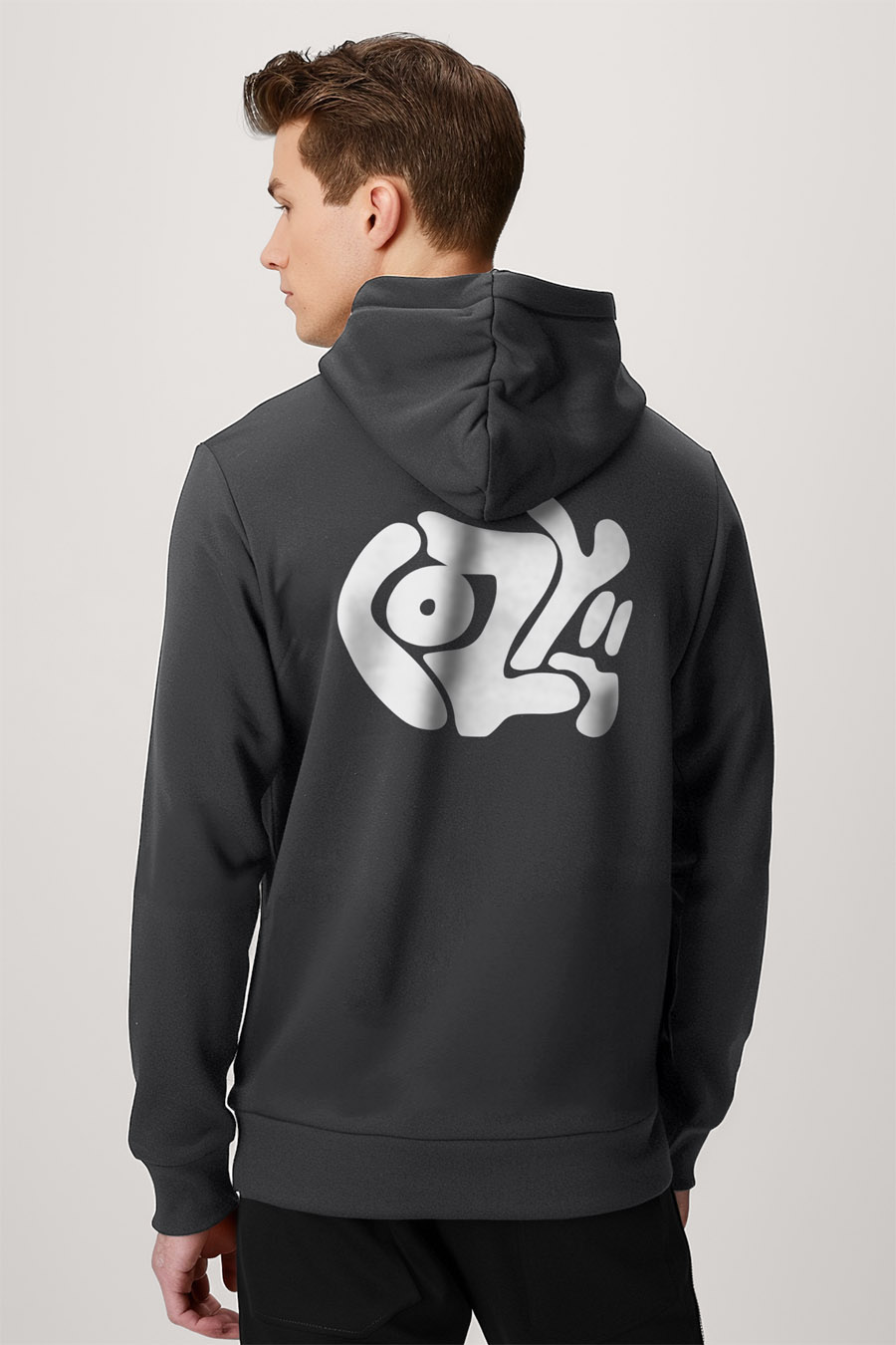 Mikina s Kapucí na Zip, Barva Železitě Šedá, s Potiskem Cozy