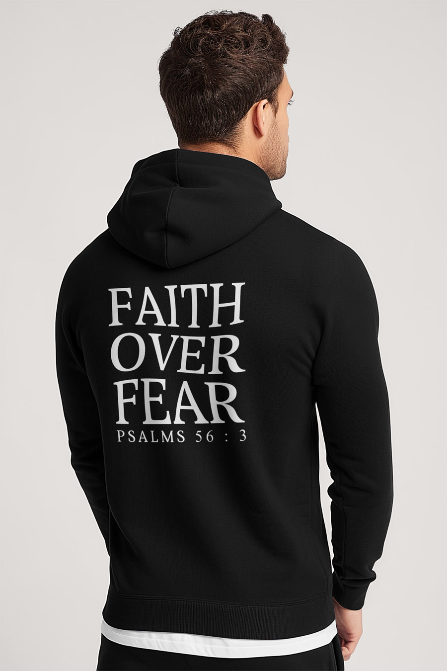 Mikina s Kapucí na Zip, Barva Černá, s Potiskem Faith Over Fear