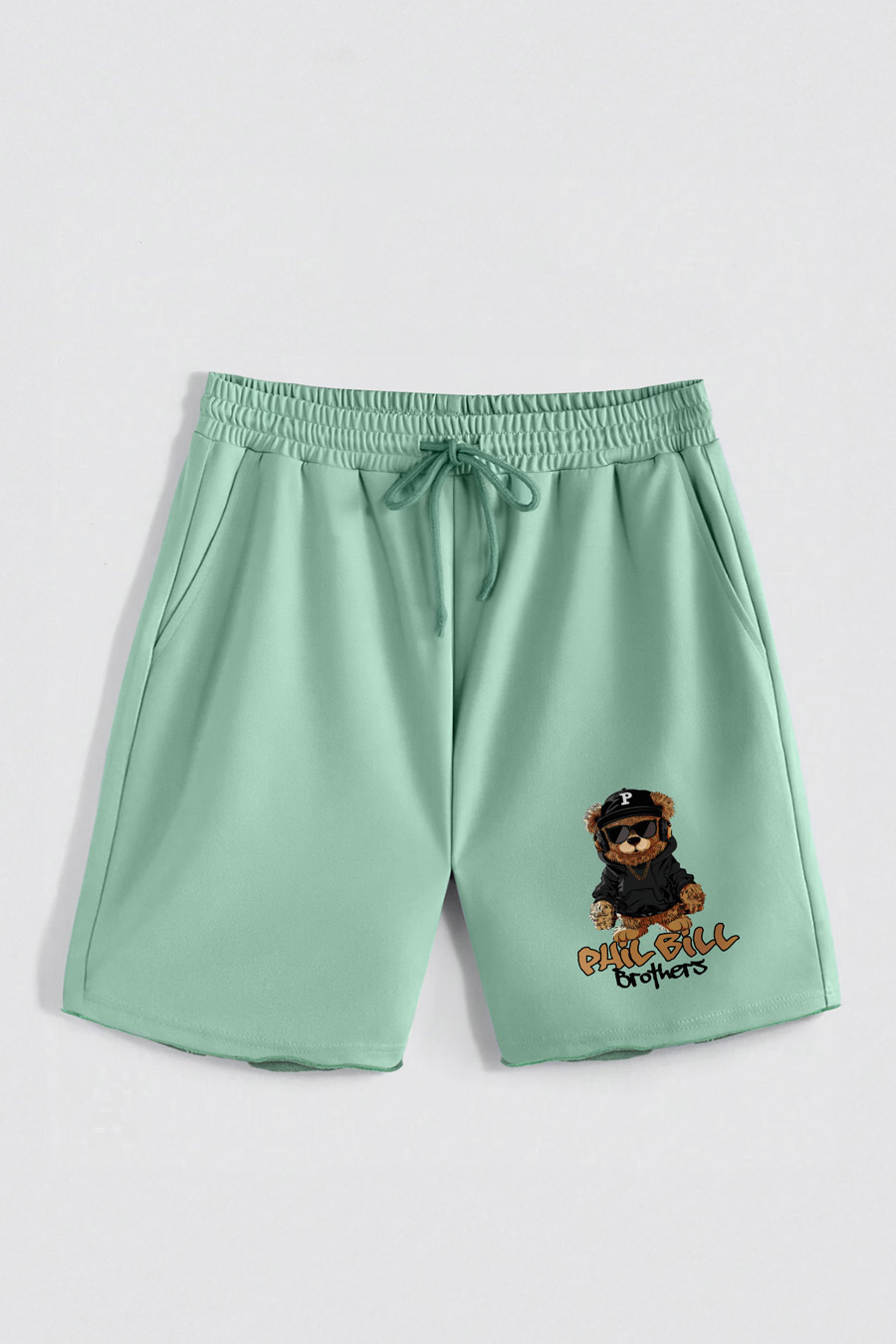 Levně Kraťasy, Barva Světle Zelená, s Potiskem Hedrix P Bear