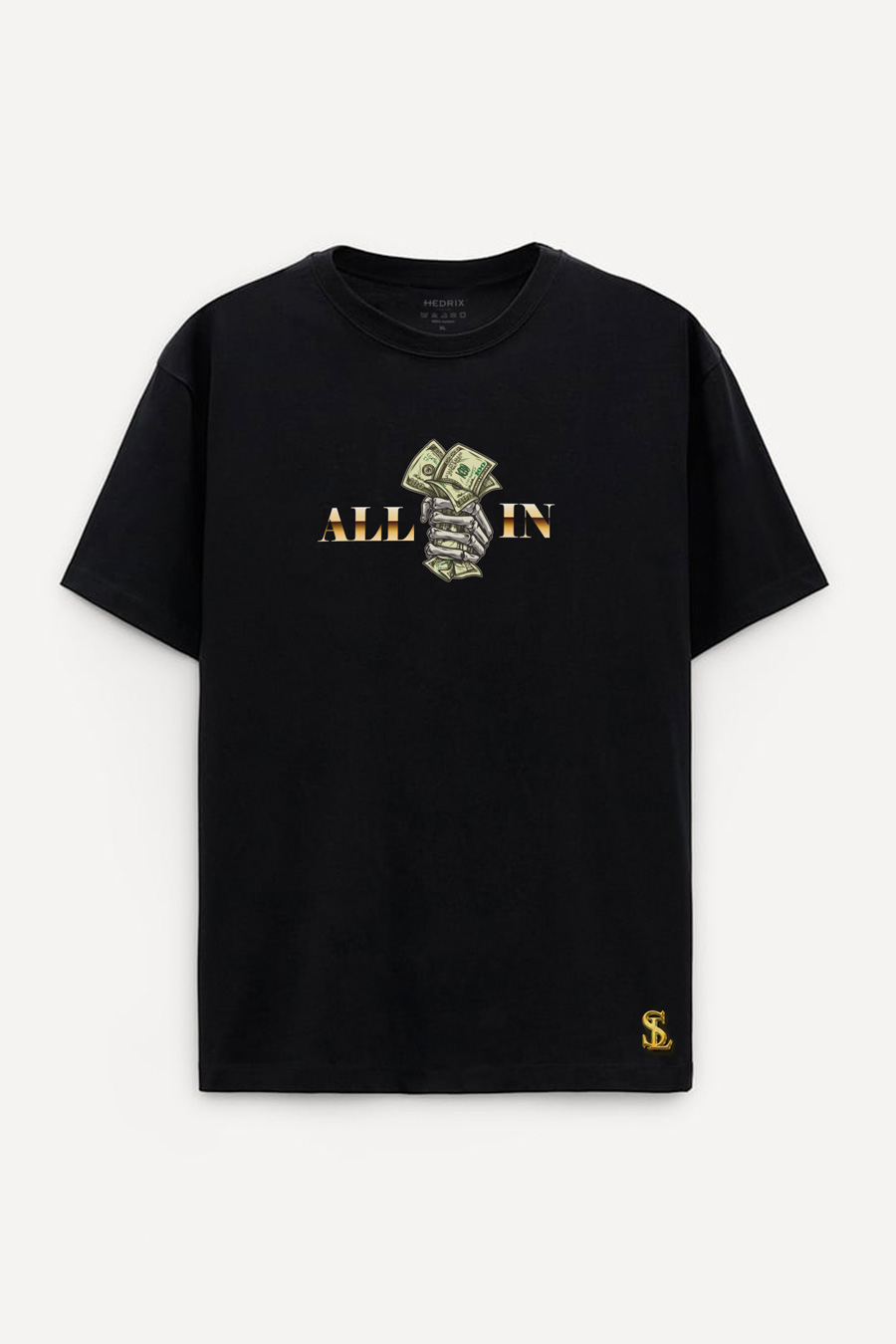 Levně Oversized Tričko, Barva Černá s Potiskem All In