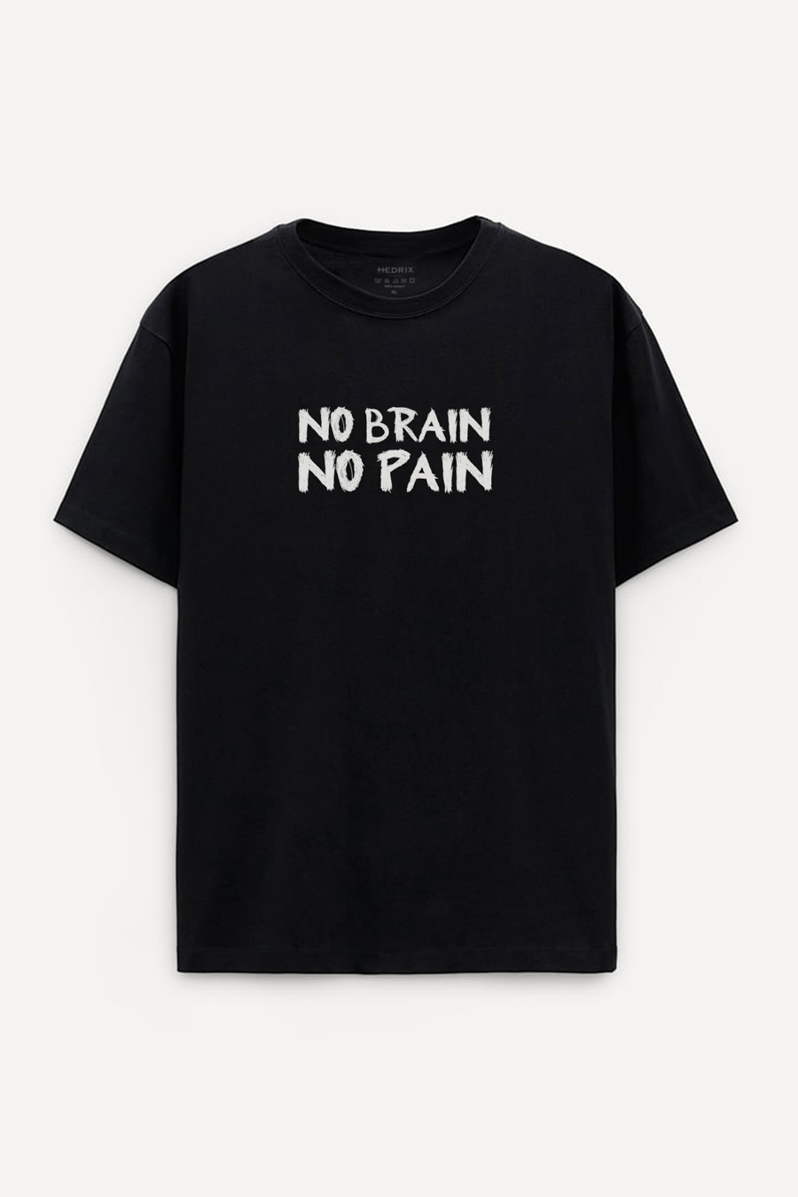 Levně Oversized Tričko, Barva Černá s Potiskem No Brain