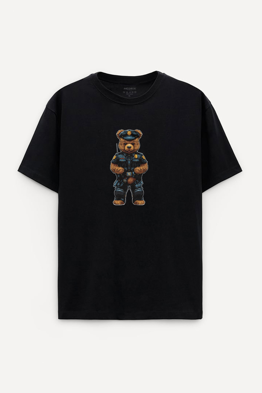 Levně Oversized Tričko, Barva Černá s Potiskem Policebear
