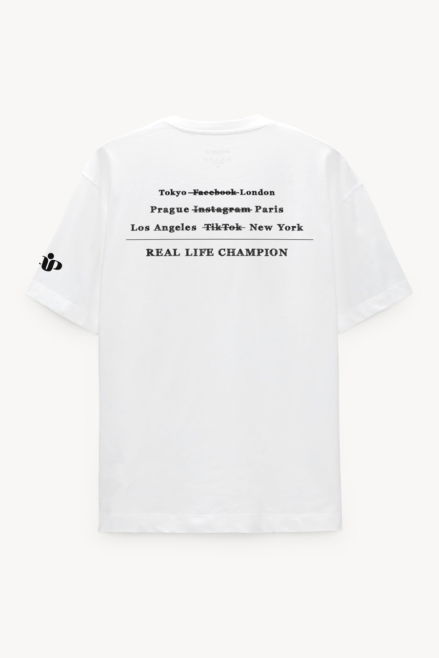 Levně Oversized Tričko, Barva Bilá s Potiskem Champion