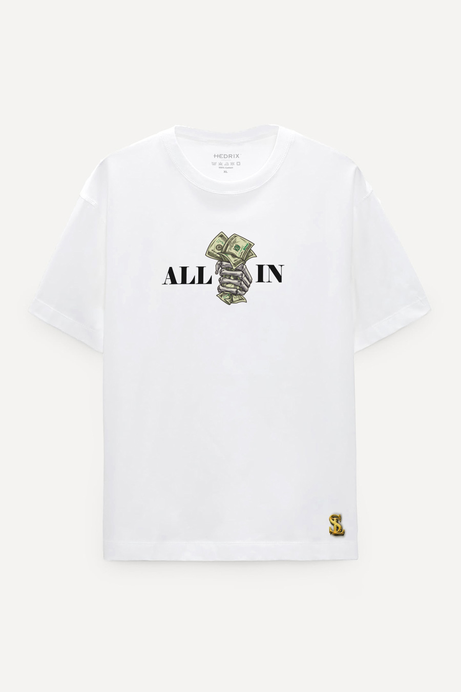 Levně Oversized Tričko, Barva Bilá s Potiskem All In
