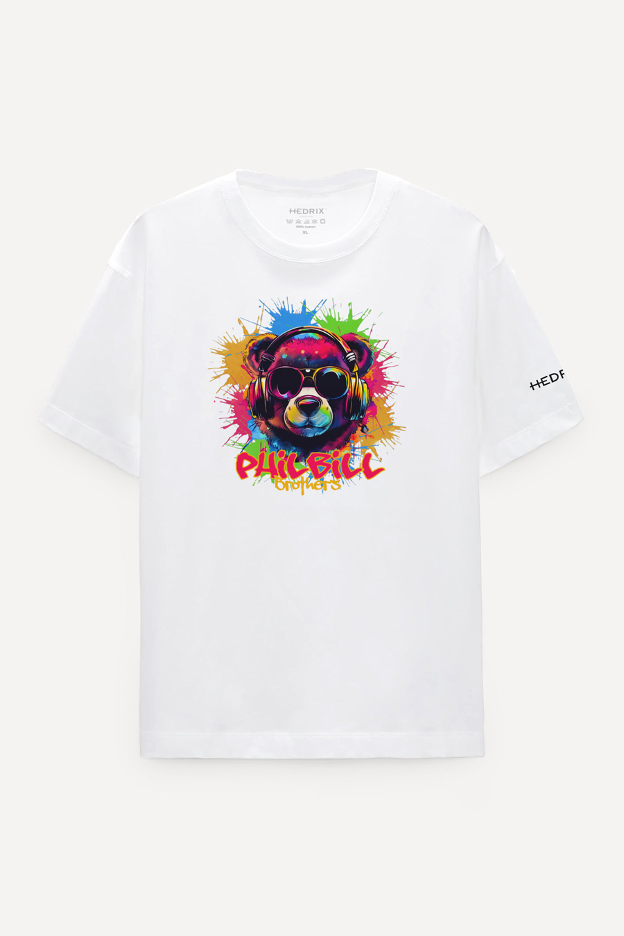 Levně Oversized Tričko, Barva Bílá s Potiskem Rave Bear