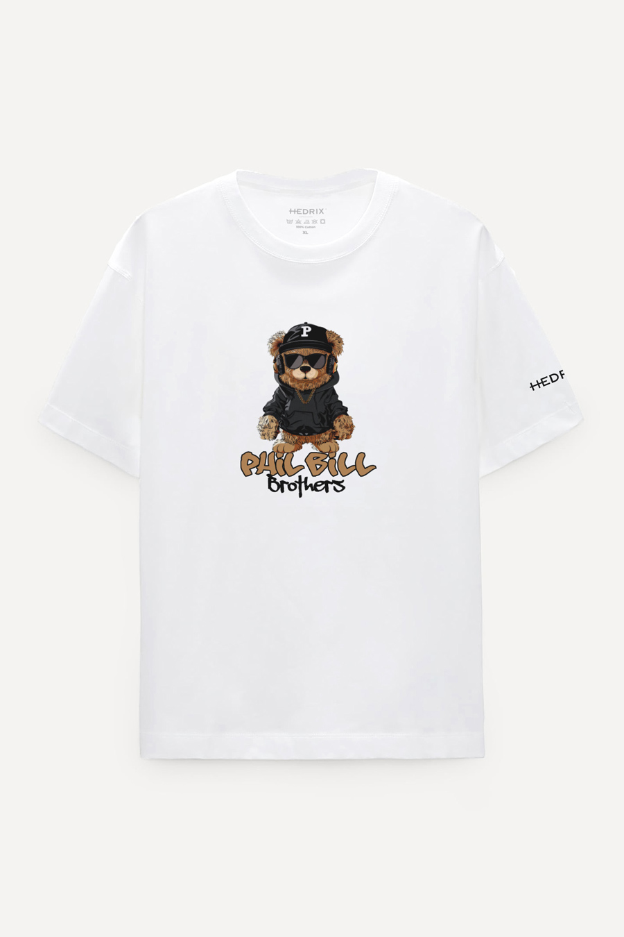 Levně Oversized Tričko, Barva Bílá s Potiskem Bear P