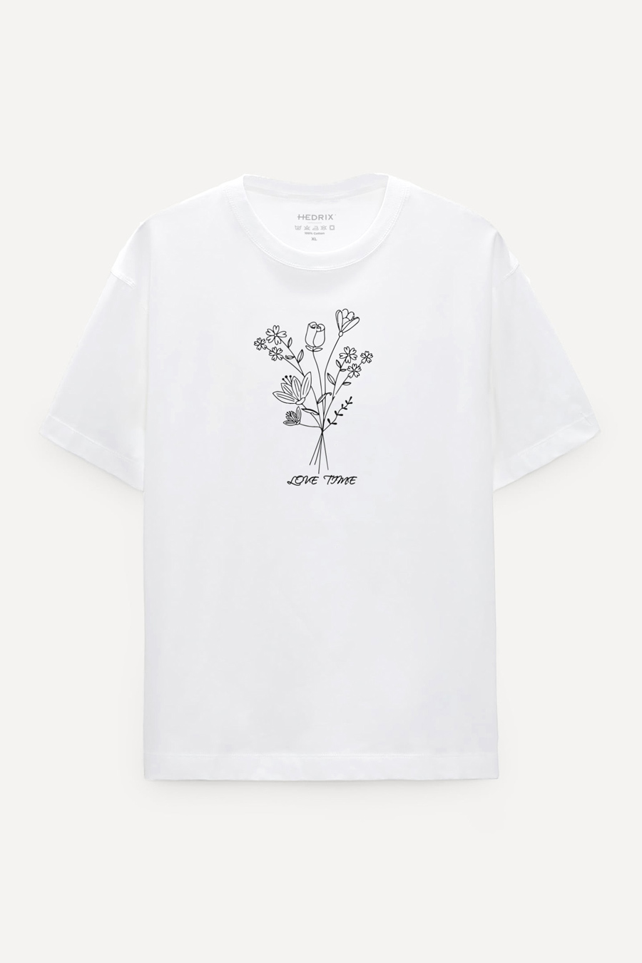 Levně Oversized Tričko, Barva Bilá s Potiskem Love Time