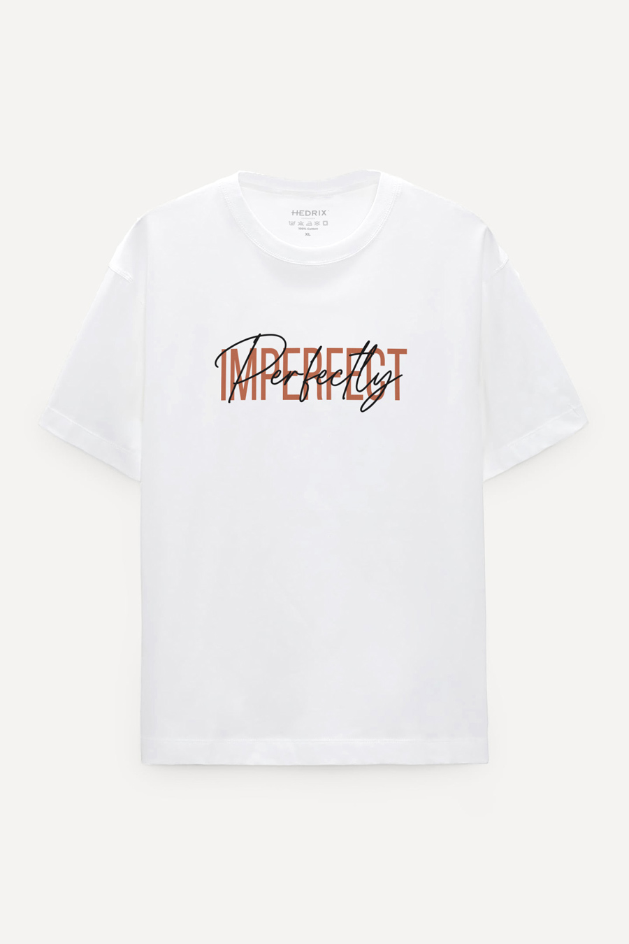 Levně Oversized Tričko, Barva Černá s Potiskem Imperfect
