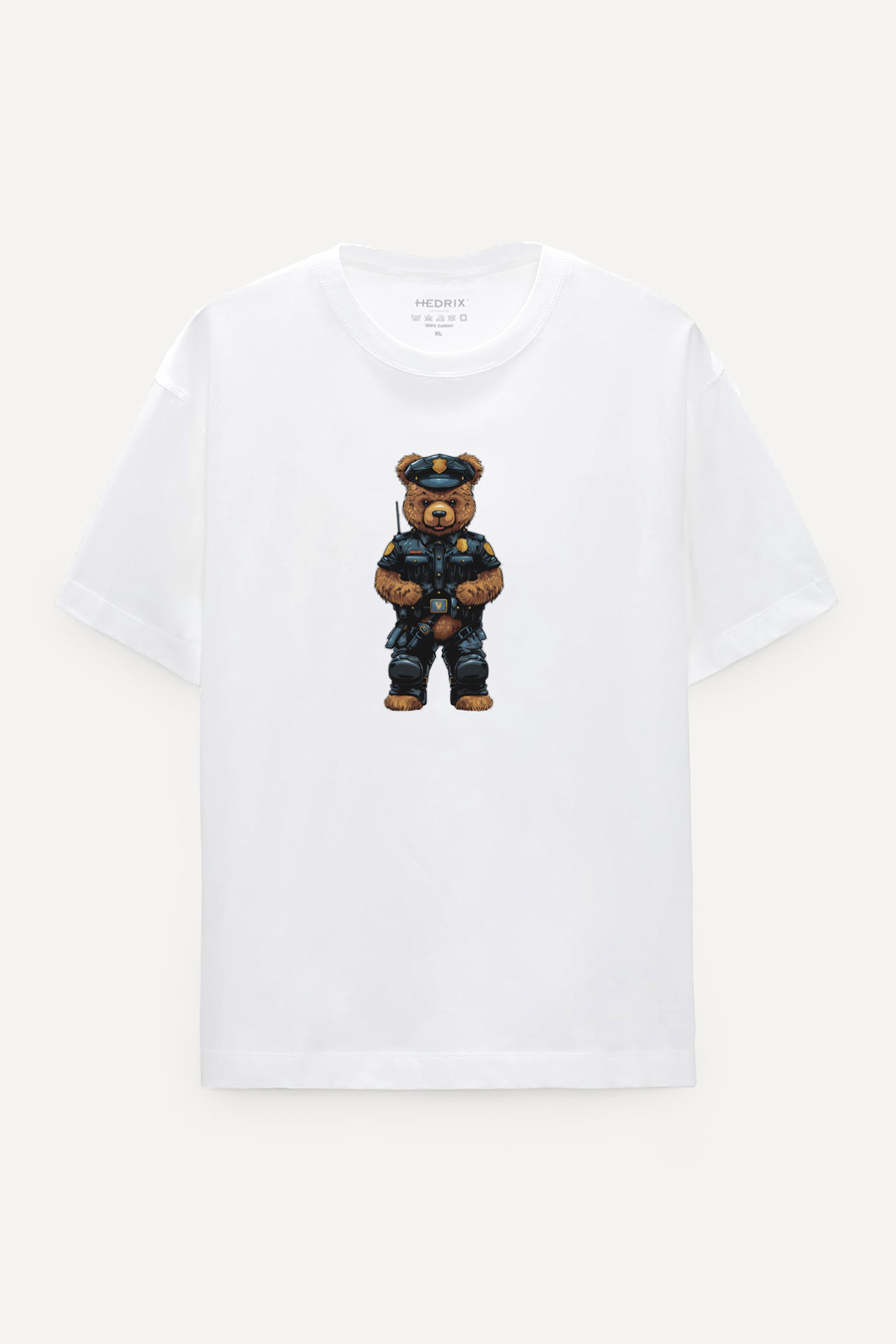 Levně Oversized Tričko, Barva Bílá s Potiskem Policebear