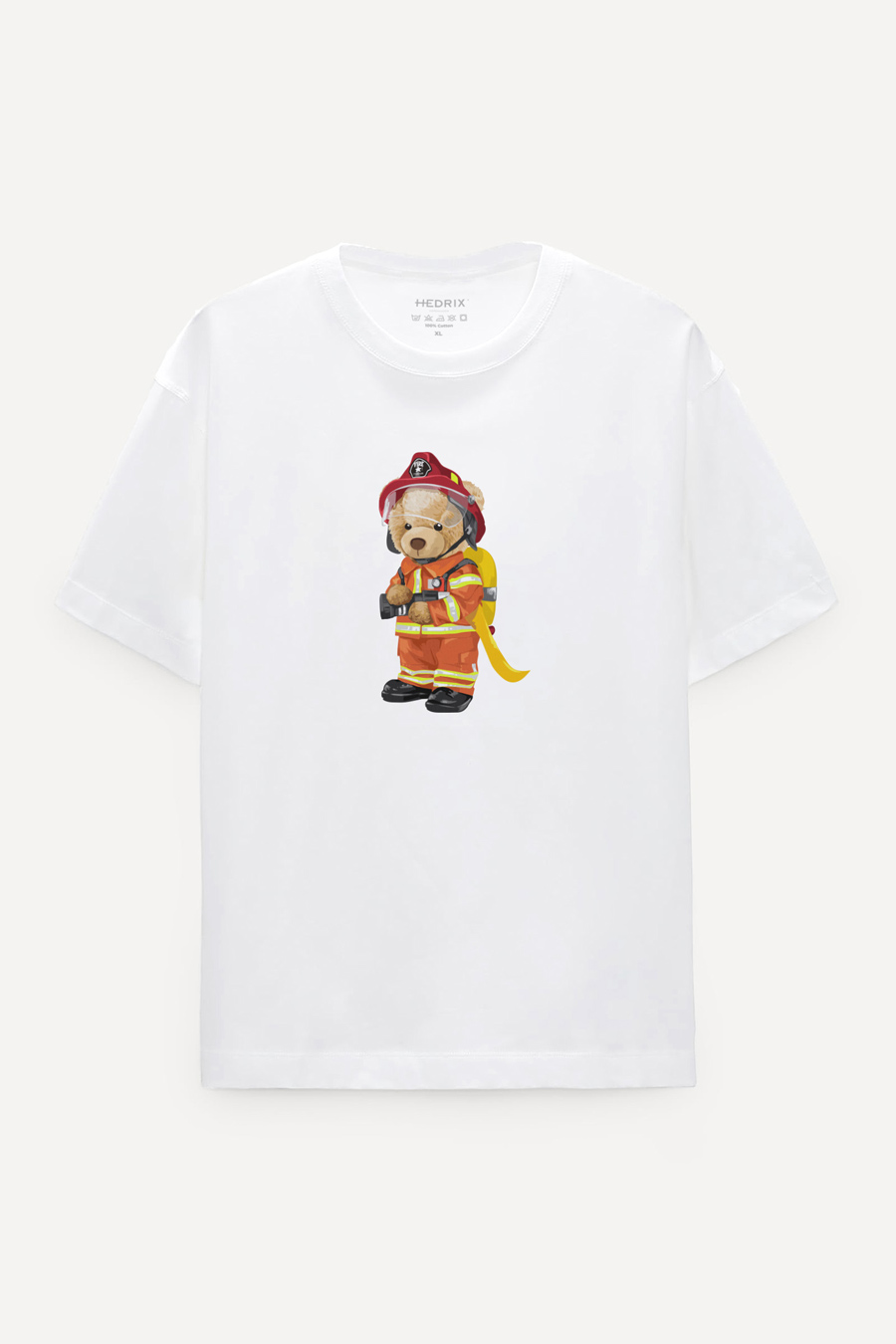 Levně Oversized Tričko, Barva Bílá s Potiskem Firefighter