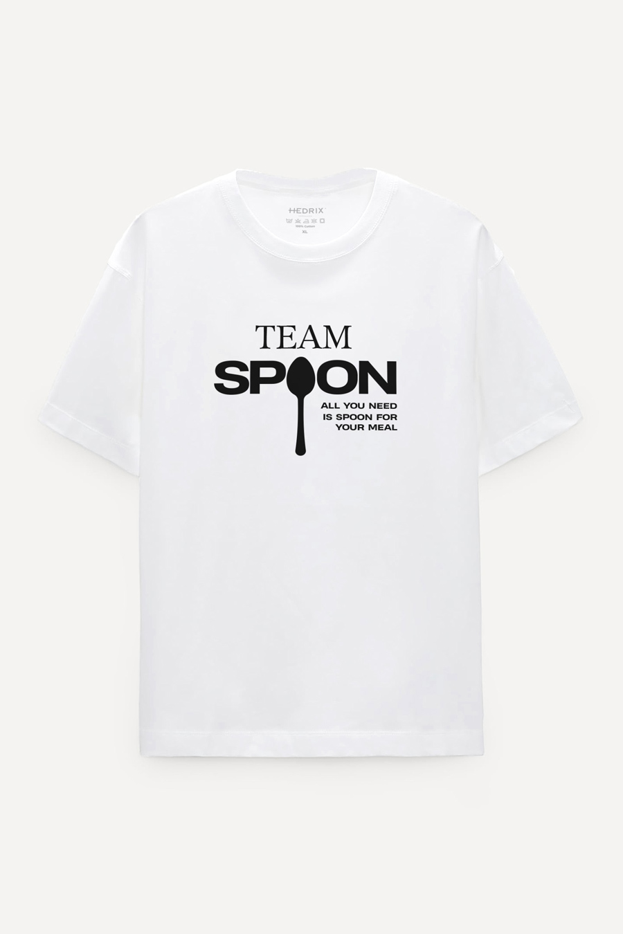 Levně Oversized Tričko, Barva Bílá s Potiskem Spoon