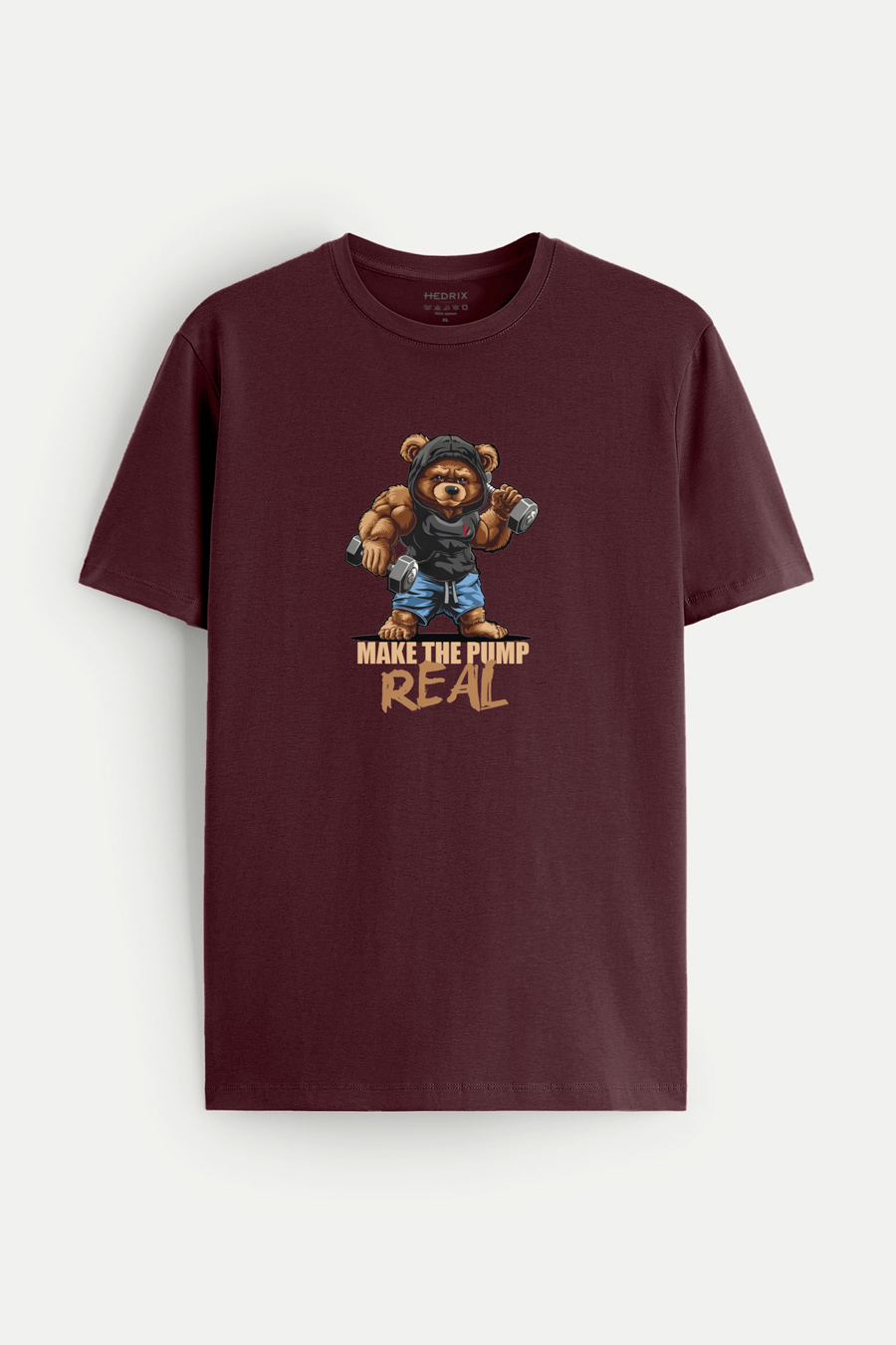 Levně Tričko, Barva Bordó, s Potiskem Fitness Bear