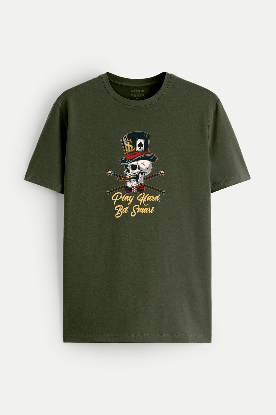 Levně Tričko, Barva Khaki, s Potiskem Skull