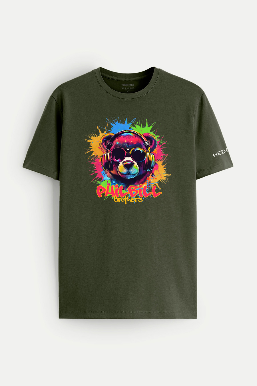 Levně Tričko, Barva Khaki, s Potiskem Colorfull Bear